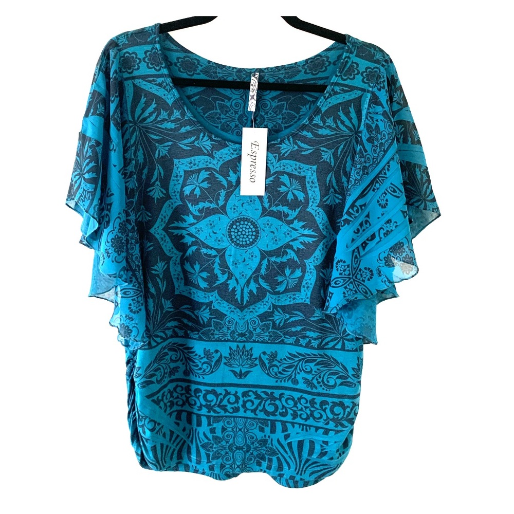 Espresso Teal/Black Blouse